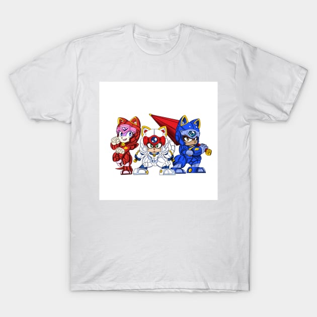 samurai pizza cats ecopop art in japan style wallpaper T-Shirt by jorge_lebeau